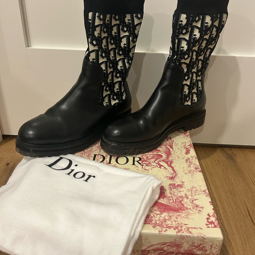 Dior Black and Cream Ankle Boots